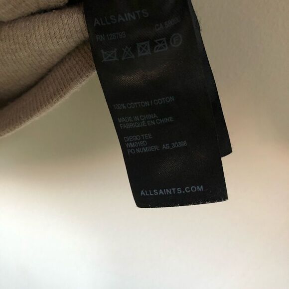 ALLSAINTS Diego Tee Cream/Wheat Colour - Picture 9 of 10